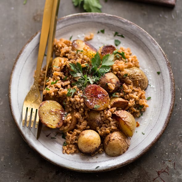 Emmer mit gerösteten Kartoffeln & Safran