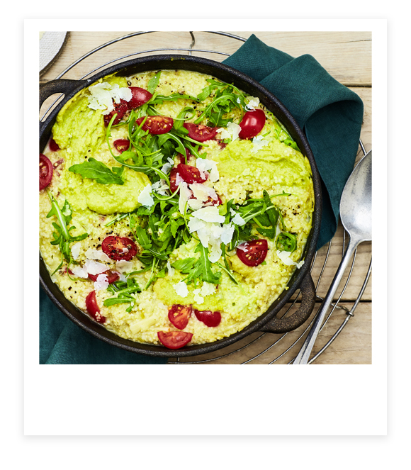 Kichererbsen-Avocado-Hirsotto mit Rucola