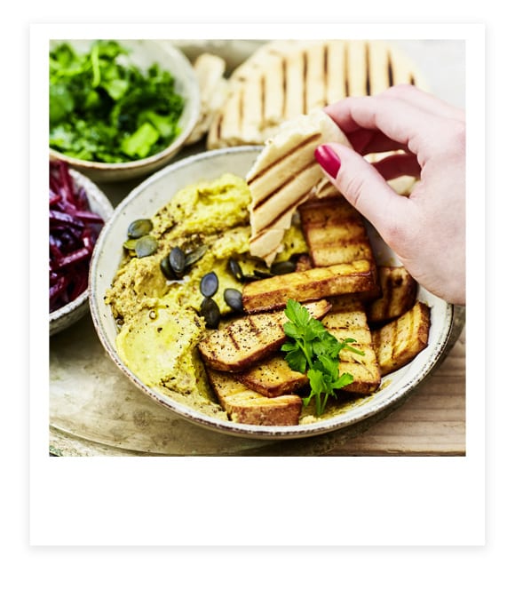 Pita mit Auberginen-Kichererbsencreme