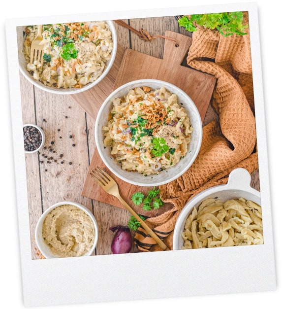 Hummus-Käsespätzle