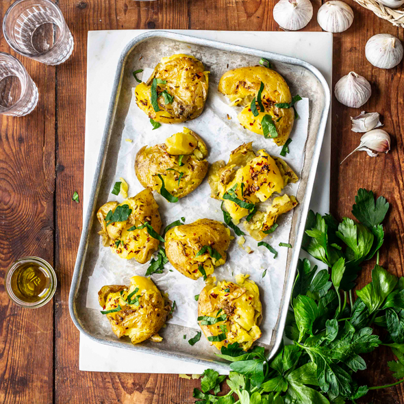 Quetschkartoffeln mit orientalischer Marinade